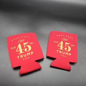 Trump Beer Koozie Coozie 2 Pack MAGA White Gold 45 Inauguration 2017 Red Gold